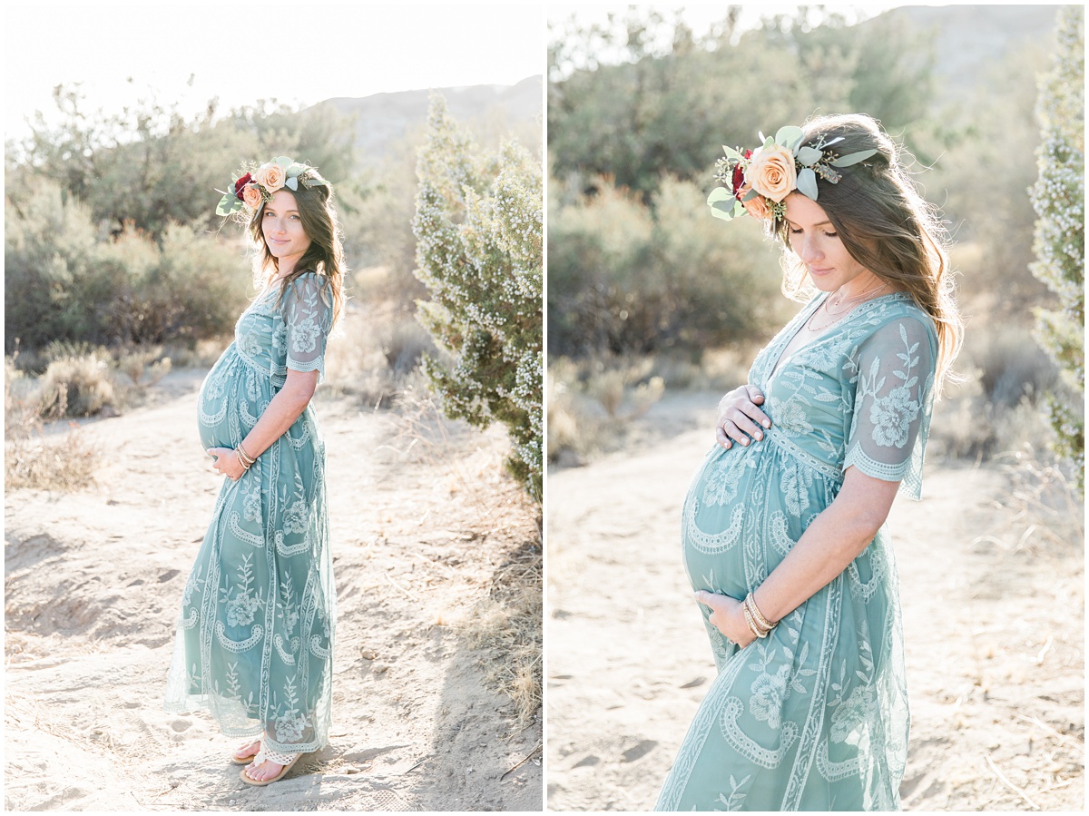 Flower crown | Vasquez Rocks maternity session by Los Angeles photographers Peter & Bridgette