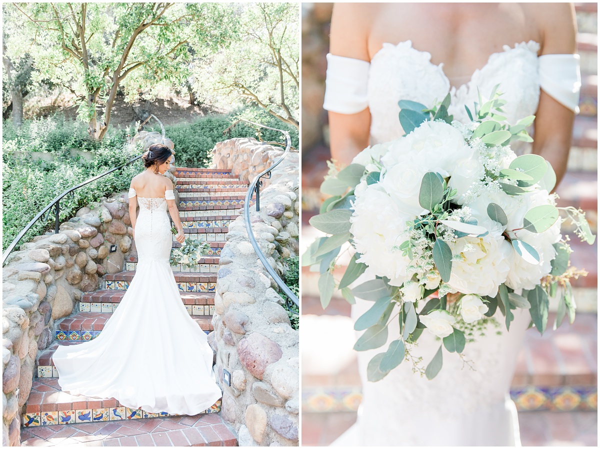 White bridal bouquet | Rancho Las Lomas Wedding by Peter and Bridgette