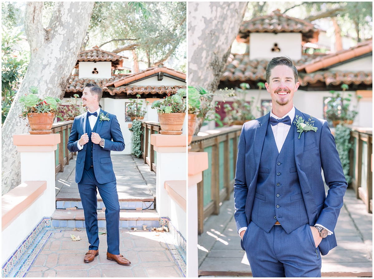 Groom style navy blue suit | Rancho Las Lomas Wedding by Peter and Bridgette