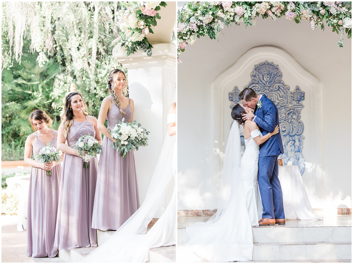 First Kiss as husband and wife | Rancho Las Lomas Wedding by Peter and Bridgette