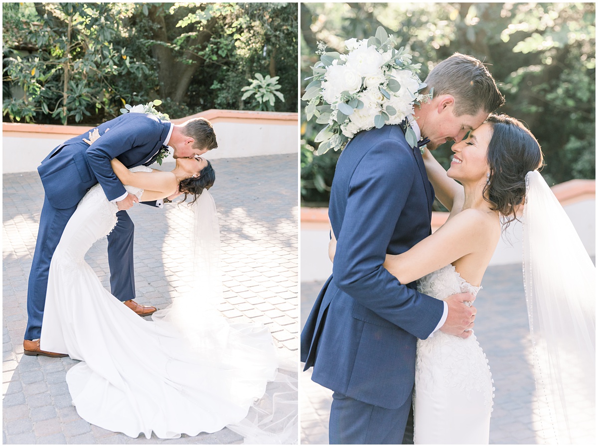 Dip kiss during bride and groom portraits | Rancho Las Lomas Wedding by Peter and Bridgette
