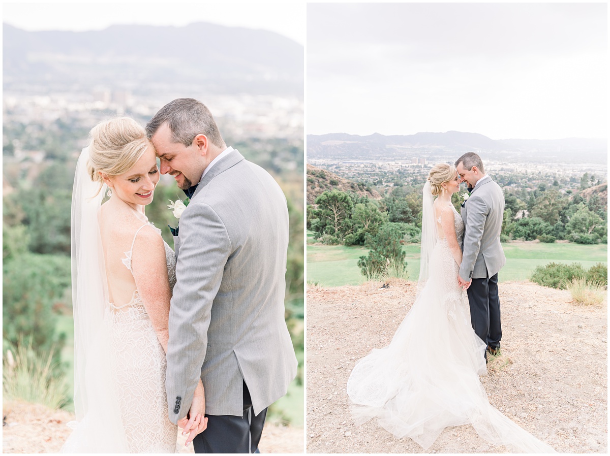 Bride and groom portraits overlooking the city | The Castaway Burbank Wedding by Peter and Bridgette