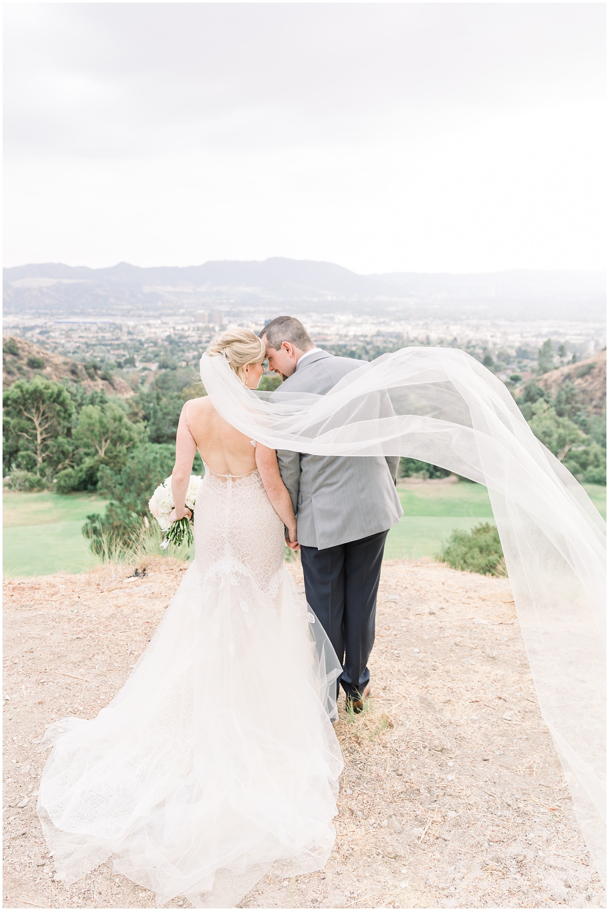 Bride and Groom portraits with a view | The Castaway Burbank Wedding by Peter and Bridgette